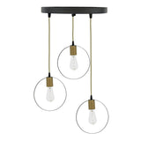 Lustra cu 3 lumini Kasper negru-auriu D30x79 cm