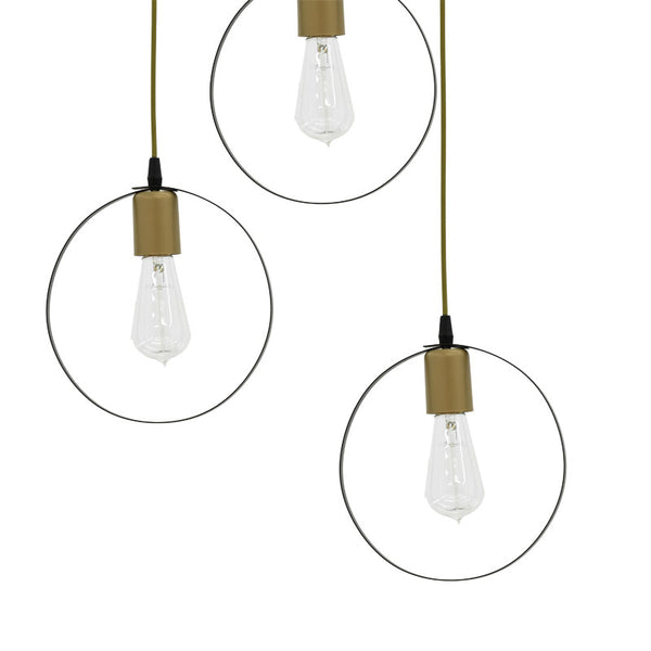 Lustra cu 3 lumini Kasper, negru-auriu, D30x79 cm