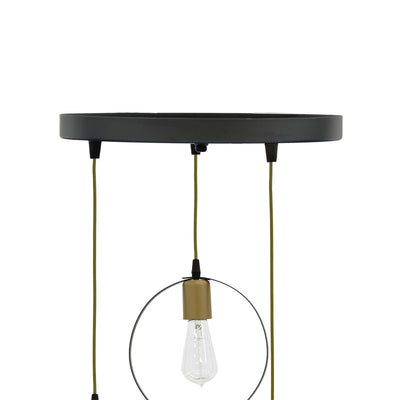 Lustra cu 3 lumini Kasper, negru-auriu, D30x79 cm, detaliu produs