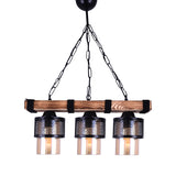 Lustra cu 3 lumini PWL-1046, negru-nuc, 50x15x65 cm