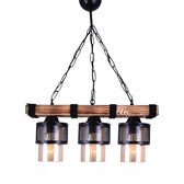 Lustra cu 3 lumini PWL-1046, negru-nuc, 50x15x65 cm