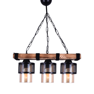Lustra cu 3 lumini PWL-1046, negru-nuc, 50x15x65 cm