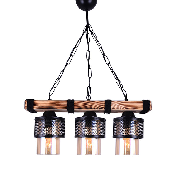Lustra cu 3 lumini PWL-1046, negru-nuc, 50x15x65 cm