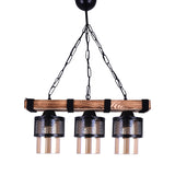 Lustra cu 3 lumini PWL-1046, negru-nuc, 50x15x65 cm
