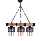 Lustra cu 3 lumini PWL-1046, negru-nuc, 50x15x65 cm, imagine suplimentara