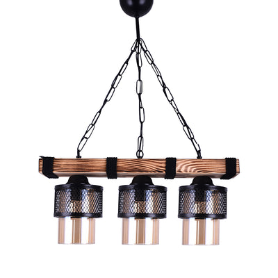 Lustra cu 3 lumini PWL-1046, negru-nuc, 50x15x65 cm, imagine suplimentara