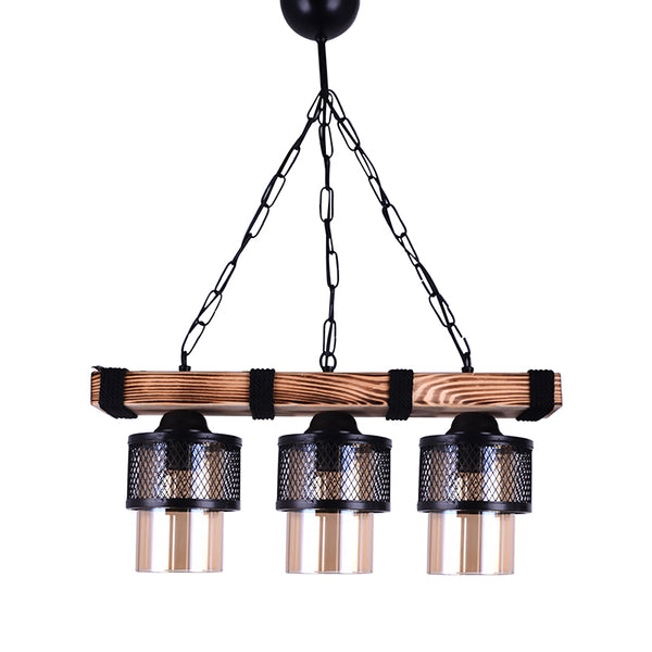 Lustra cu 3 lumini PWL-1046, negru-nuc, 50x15x65 cm