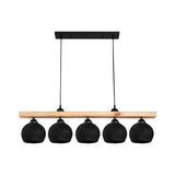 Lustra Salote, metal si abajur textil, 100x18x24 cm - Maro-Negru