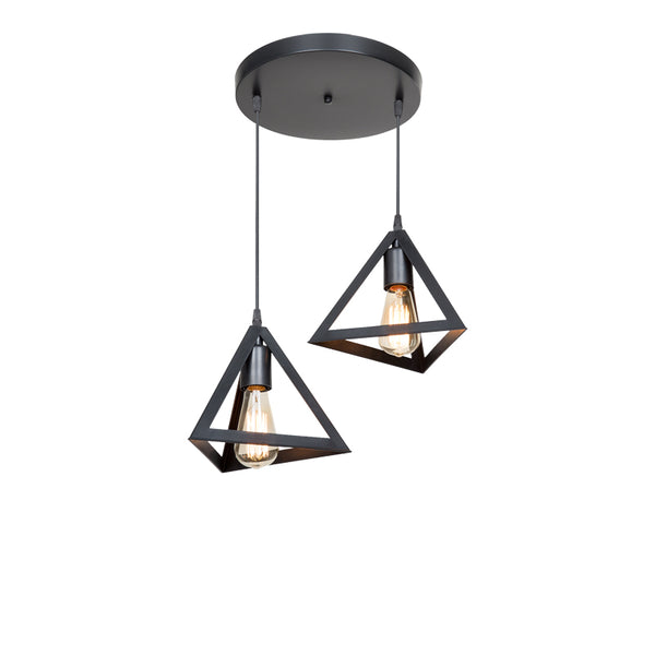 Lustra cu doua lumini Kecha, neagra, D50x60 cm