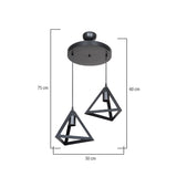 Lustra cu doua lumini Kecha, neagra, D50x60 cm