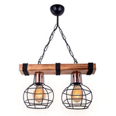 Lustra cu doua lumini PWL-1033, nuc-negru, 40x15x60 cm