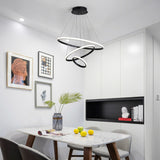 Lustră cu LED Rings, Metal, Negru, 60x100 cm