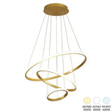 Lustră cu LED-uri Rings, Metal Aurit, Auriu, D60x100 cm