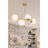 Lustra cu patru lumini PWL-1128, E27, auriu, 70x20x65 cm, imagine suplimentara