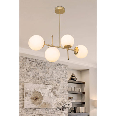 Lustra cu patru lumini PWL-1128, E27, auriu, 70x20x65 cm, imagine suplimentara