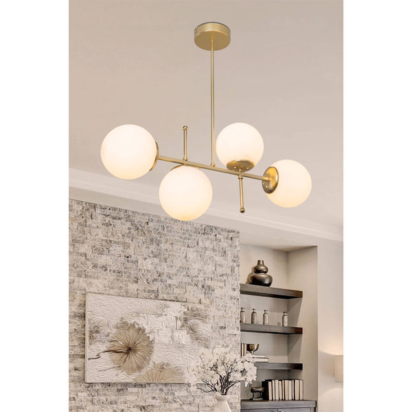 Lustra cu patru lumini PWL-1128, E27, auriu, 70x20x65 cm