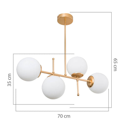 Lustra cu patru lumini PWL-1128, E27, auriu, 70x20x65 cm, perspectiva suplimentara