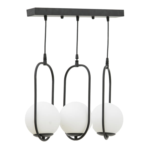 Lustră cu trei becuri Lavol, Metal, Negru, 30x70 cm