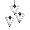 Lustra cu trei becuri, metal negru, 30x30x75 cm