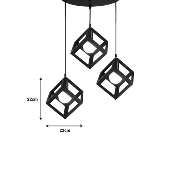 Lustra cu trei lumini Kibe I metal, negru, 48x30x130 cm