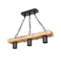 Lustra cu trei lumini PWL-1027, E27, Natural-negru, 49x10x47 cm, imagine suplimentara