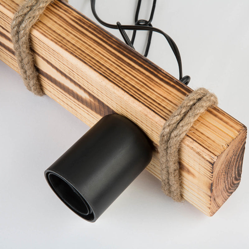 Lustra cu trei lumini PWL-1027, E27, Natural-negru, 49x10x47 cm
