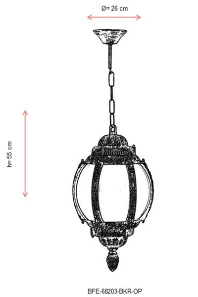 Lustra de exterior BFE 545454 Outdoor Chandelier, Maro, 26x55x26 cm