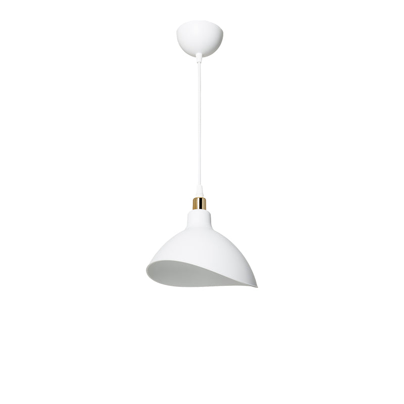 Lustra de tavan cu un singur bec Oufoa, Alb - Negru, D22x22 cm - Alb