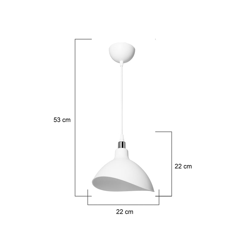 Lustra de tavan cu un singur bec Oufoa, Alb - Negru, D22x22 cm - Alb