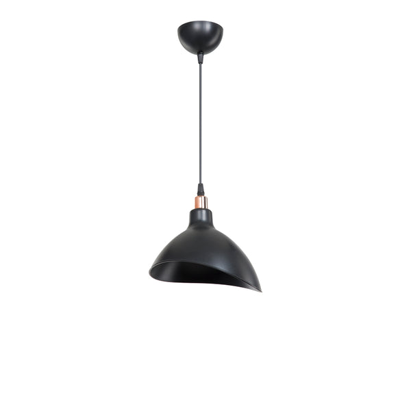 Lustra de tavan cu un singur bec Oufoa, Alb - Negru, D22x22 cm