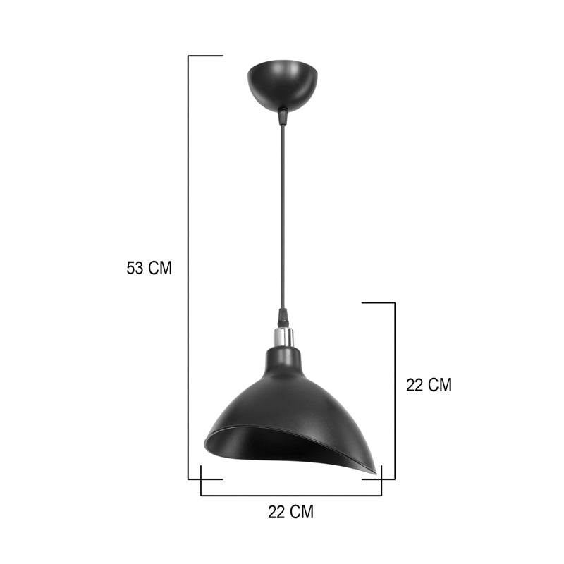 Lustra de tavan cu un singur bec Oufoa, Alb - Negru, D22x22 cm - Negru