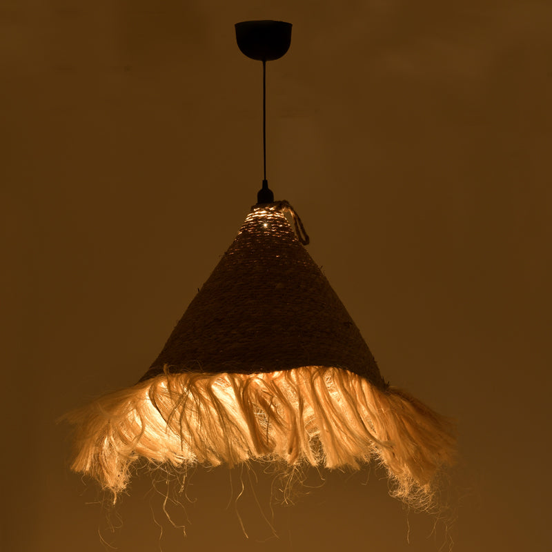 Lustra din iuta Geole, Natural, D60x94 cm, imagine suplimentara