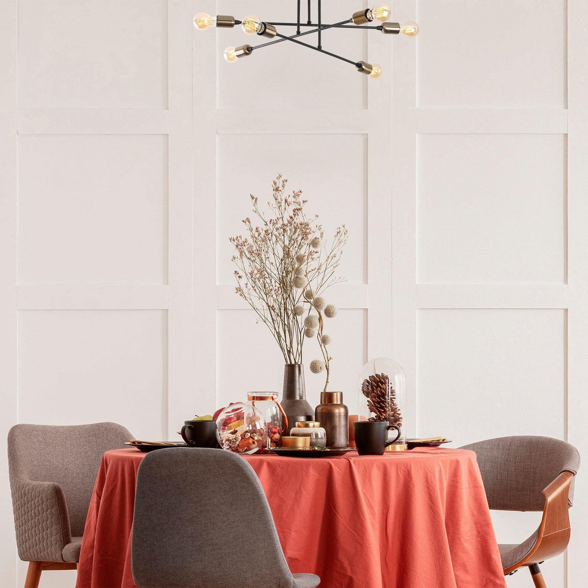 Lustra Fleur Chandelier, Negru, 66x66x27 cm
