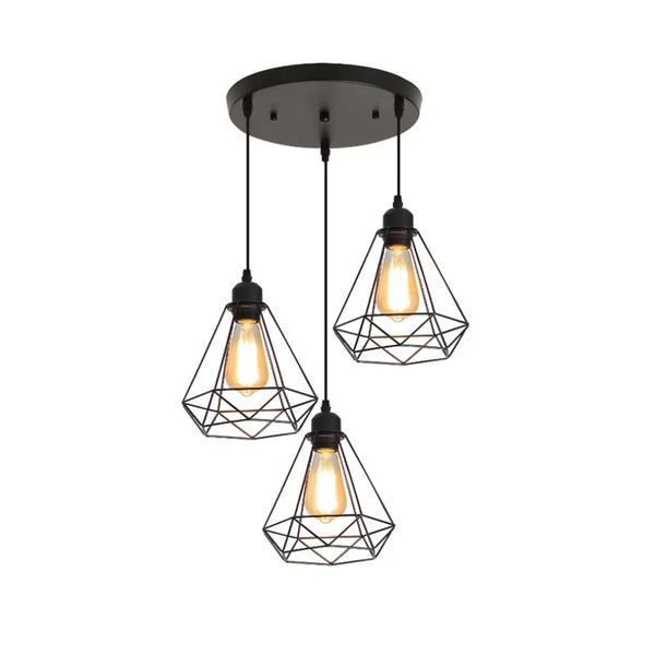 Lustra Jabrey cu trei lumini metal, negru, 30x30x100 cm