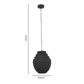 Lustra Kelsy metal, negru, 30x30x122 cm, perspectiva suplimentara