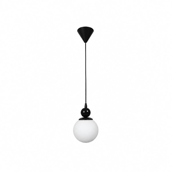 Lustra Larvic, E27, metal si sticla, Negru, 15x15x70 cm