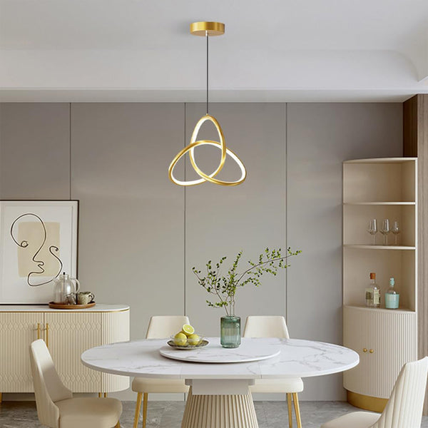Lustra LED modernă Trinity, metal, aurie, 22x100 cm