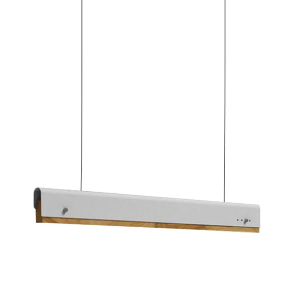 Lustra LED Rafmole metal alb si lemn, 120x100 cm