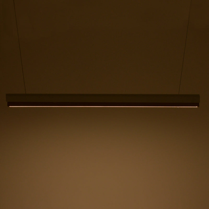 Lustra LED Rafmole metal alb si lemn, 120x100 cm