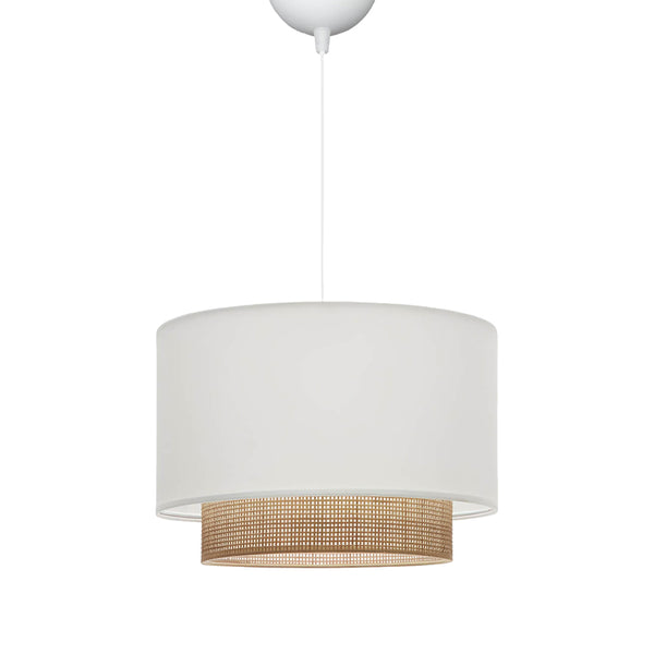 Lustra Newbay tesatura si mat, alb-Natural, D30x20 cm