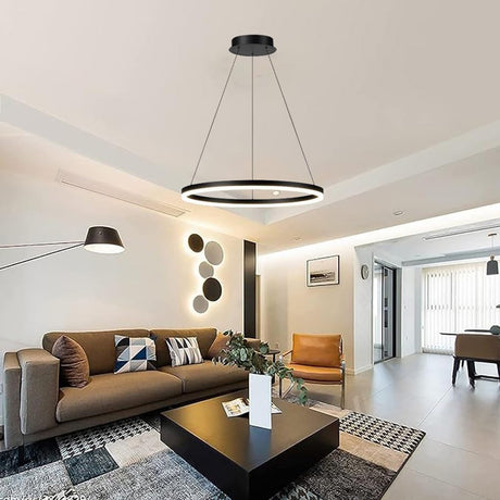 Lustra plafoniera cu LED Nebrian, metal, negru, D60x15 cm