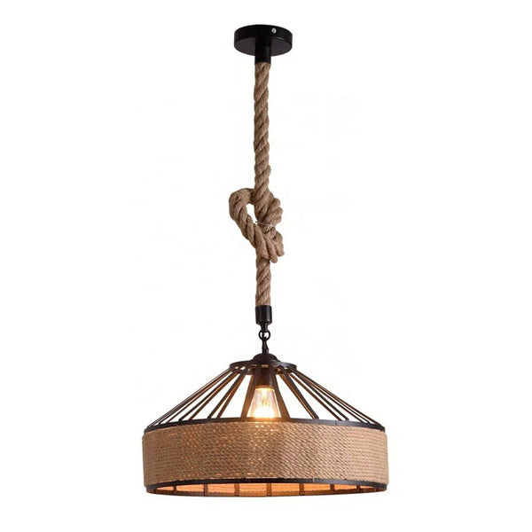 Lustra Pormode negru metal-funghie, Natural, D30x15 cm