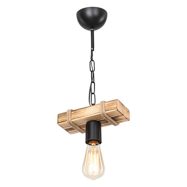 Lustra PWL-1027 metal, negru-Natural, 20x10x43 cm