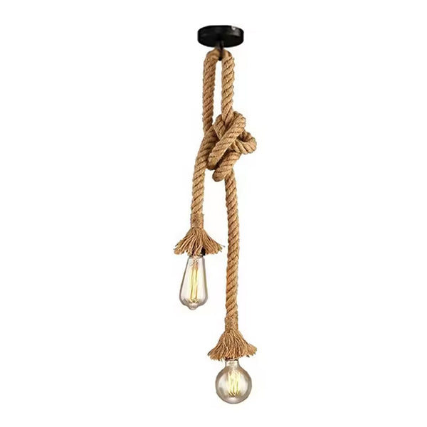 Lustra Ropily doua surse de lumina metal Natural si cordelina 100 cm, 100x100 cm