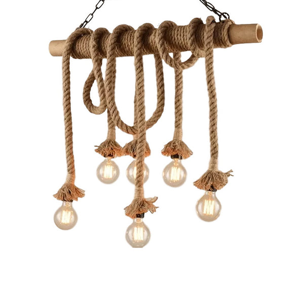 Lustra Ropily II metal Natural si funie, 80x15x100 cm