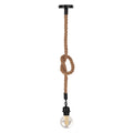 Lustra suspendata cu funie Vertuko, metal și sfoara, negru-Natural, 10x100 cm