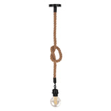 Lustra suspendata cu funie Vertuko, metal și sfoara, negru-Natural, 10x100 cm