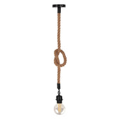 Lustra suspendata cu funie Vertuko, metal și sfoara, negru-Natural, 10x100 cm