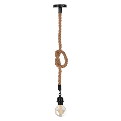 Lustra suspendata cu funie Vertuko, metal și sfoara, negru-Natural, 10x100 cm