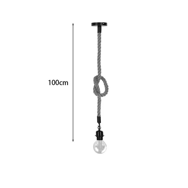 Lustra suspendata cu funie Vertuko, metal și sfoara, negru-Natural, 10x100 cm